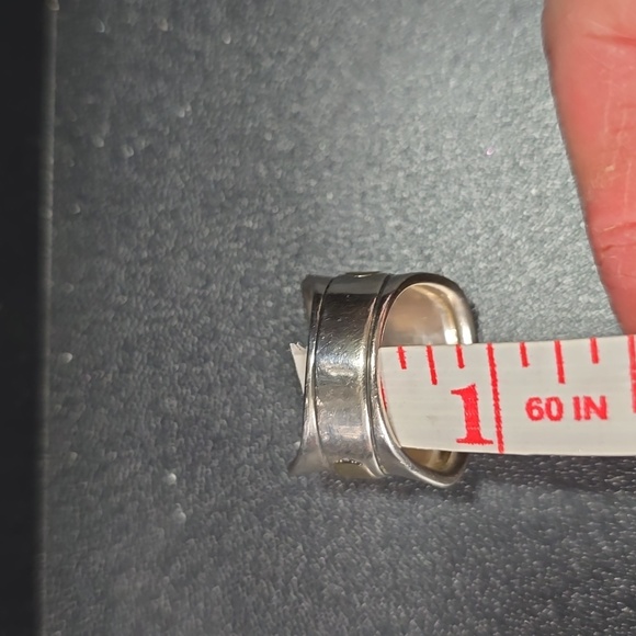 Silpada Cigar Style Ring Stamped 9.25 with gold banding around the center - Picture 3 of 8